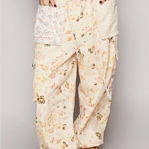 POL Floral Cream Wide Leg Joggers